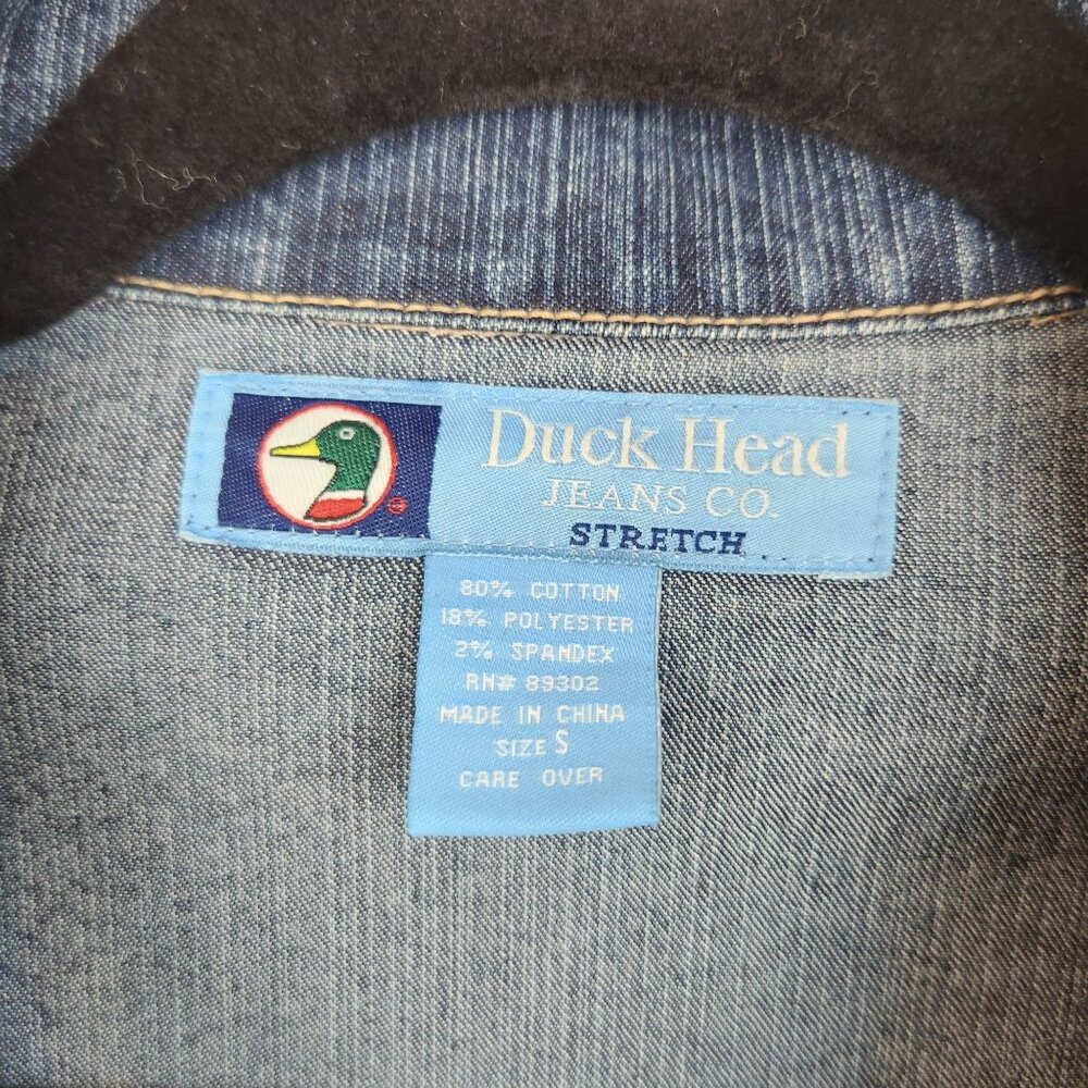 Duck Head Jeans Co. Stretch Medium Wash Denim Jacket Small, Button Down, 90s/Y2K - Picture 2 of 8